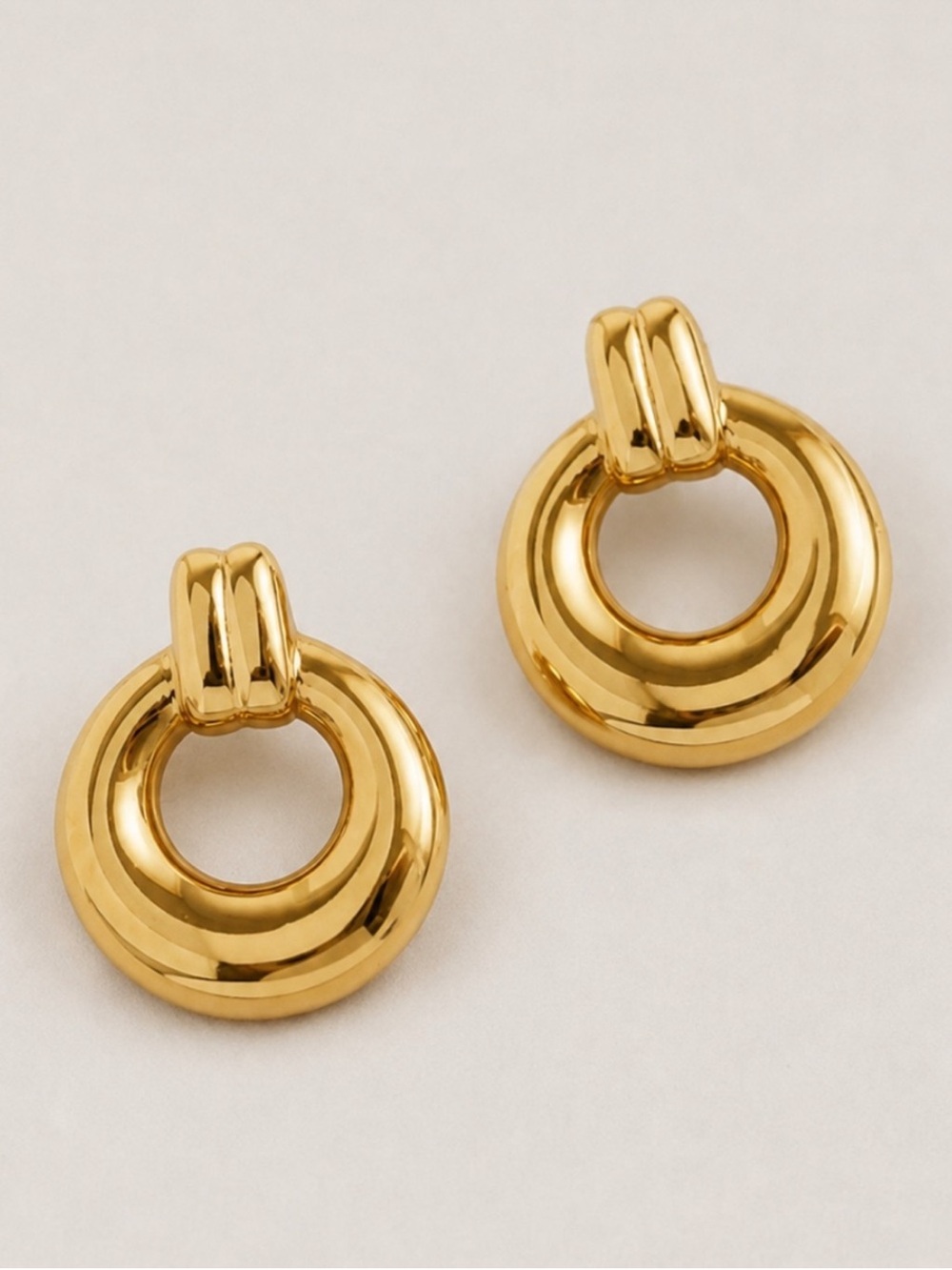 Polished Gold Ring Drop Earrings